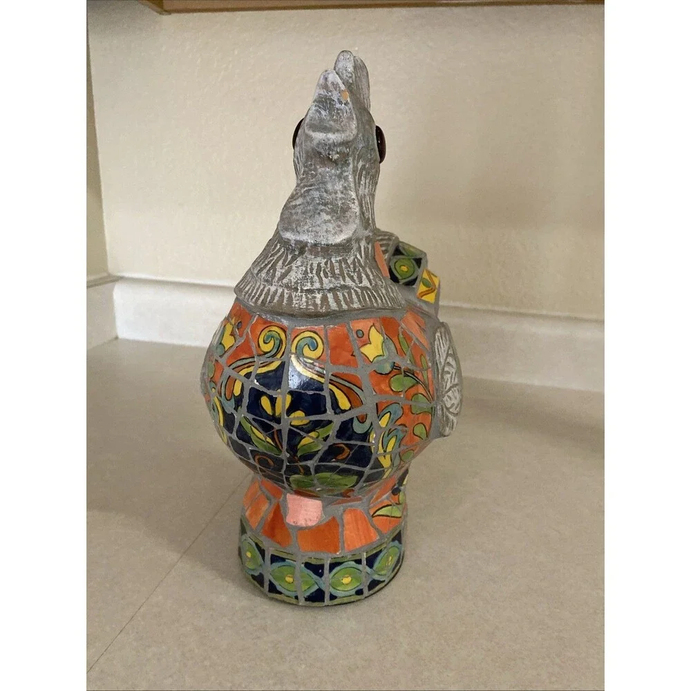 Vintage Handmade Mosaic Furniture Tile Rooster Chicken Figurine Decor